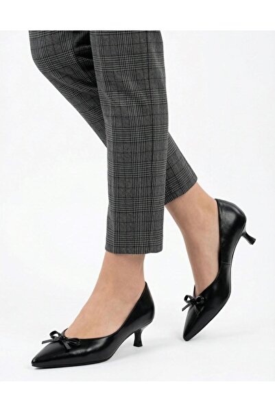 EMIENZA Ribbon Rustic Vegan Leather Pointed Toe Bow Heels