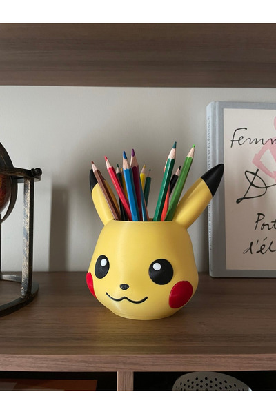 3D Pikachu Kalemlik – Dekoratif Masaüstü Organizer | Çocuk & Ofis İçin Seviml...