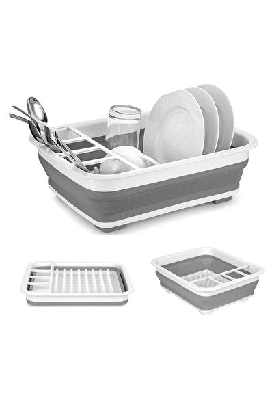 Arabest رف تجفيف أطباق قابل للطي، سلة تخزين أدوات مائدة قابلة للطي لسطح المطب...