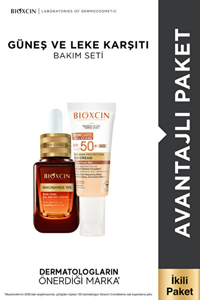 Bioxcin Güneş ve Leke Karşıtı Seti | Melatone Güneş Kremi + Niacinamide Serum