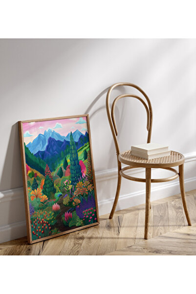 Tuba Decor Tablou colorat cu ramă dintr-o singură bucată de lemn