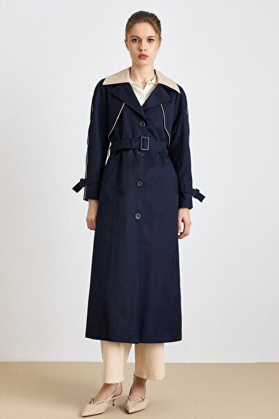 Olcay Removable Garni Collar, Cape Detail, Water-Repellent Features, Long Tre...