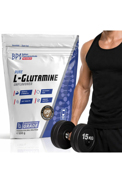 Balkan Pharmaceuticals L-Glutamină Pudră Pură 500g KYOWA®, 100 Porții, pentru...