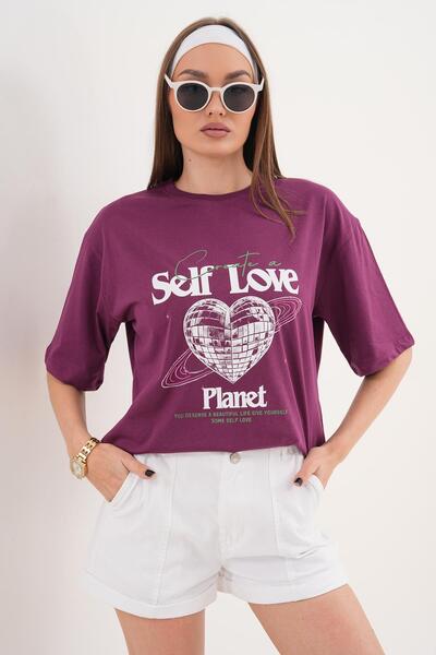 ŞİMAL Дамска тениска с принт и детайли, с дълъг ръкав и широка яка 260258 -