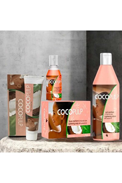 COCO PULP مجموعة العناية بالبشرة بزيت جوز الهند، 4 قطع – كريم مكثف، زيت تفتيح...
