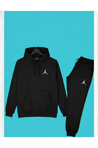 Syndra 2'Li Basket Printed Black Tracksuit Set