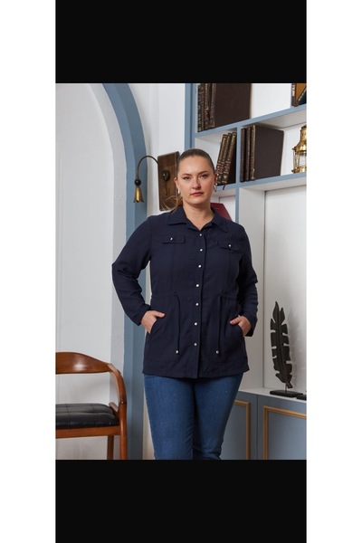 OYERGA MODA Women's Plus Size Waist Ruched Tunic Shirt Jacket