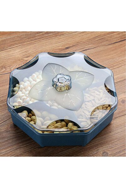 Arabest وعاء فواكه على شكل زهرة بخمسة أقسام مع غطاء، وصينية تقديم وجبات خفيفة...