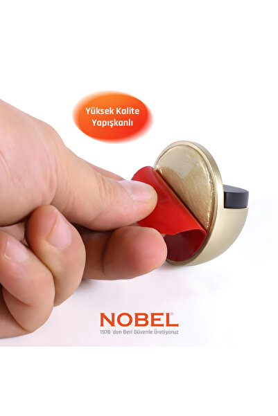 Nobel Yarımay Yapışkanlı Kapı Stoperi, Kapı Tamponu, Metal Kapı Stopu Durdurucu Tutucu Tutacağı Saten