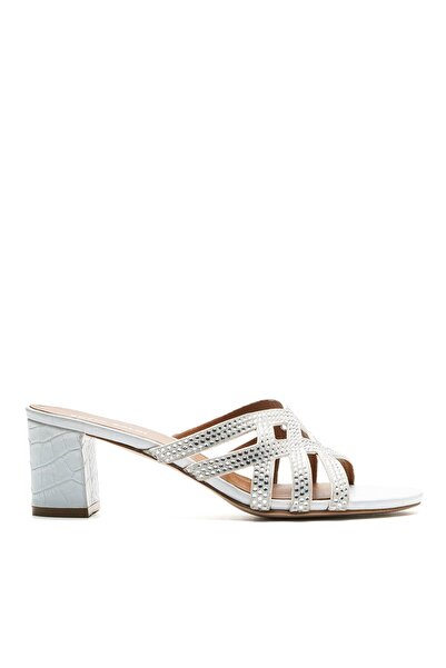 Sofia Baldi Monapa White Genuine De Leather Women's Heelled Slippers