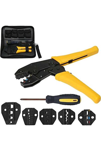 Arabest 5-Piece Ratcheting Wire Crimper Tool Set with Interchangeable Dies fo...