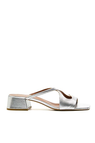 Sofia Baldi Yelev Silver Genuine De Leather Women's Heelled Slippers