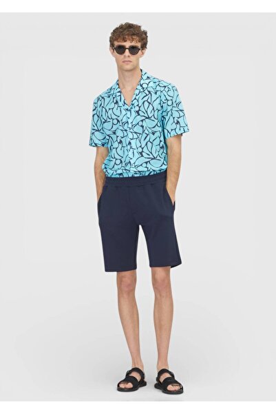 Ramsey Μπλε ναυτικό, απλό πλεκτό, κανονική εφαρμογή, casual βερμούδα