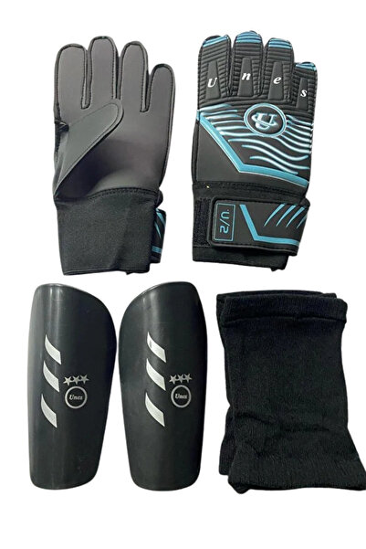 unes قفازات حارس المرمى باللون الأزرق + واقي الساق باللون الأسود + الجوارب | ...