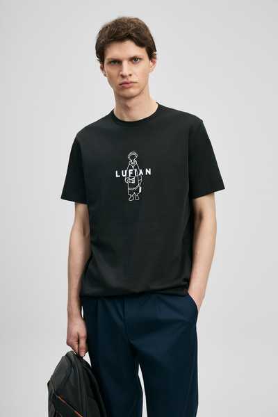 Lufian Tricou grafic modern Simbad, negru