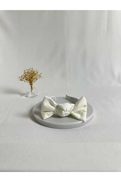 MegssStore White Double Crepe Bow Crown Hair Band