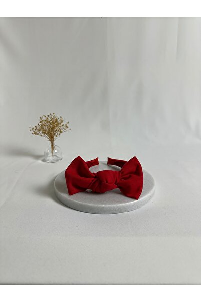 MegssStore ربطة شعر حمراء مزدوجة بتصميم كريب فيونكة على شكل تاج