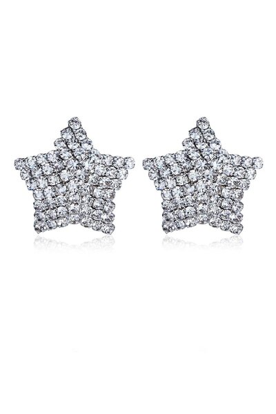 Klips Concept Zircon Stone Design Star Double Earrings