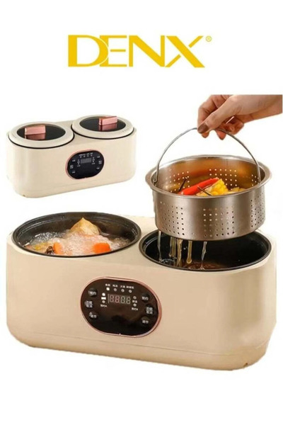 Denx Double Pot Rice Cooker – Dual 1L Bowls, Independent Control, Multifuncti...