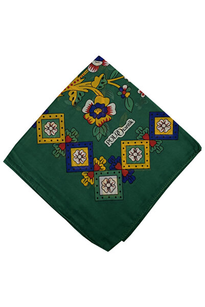 POLO CRAFT Yöresel Sarı Lacivert Çiçekli Yeşil Yazma 100 cm