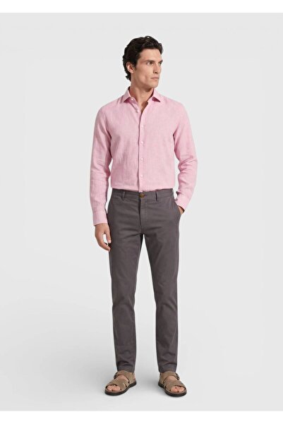 Ramsey Pantaloni Mürdüm țesătură simplă Regular Fit Casual cu amestec de bumbac