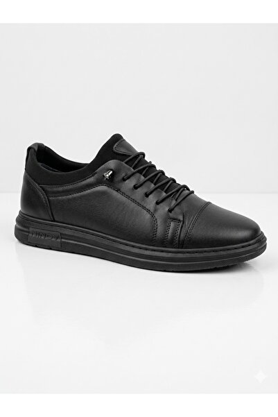 YIKILMAZ Black Laceless Comfortable Genuine Leather Casual Men's Shoes