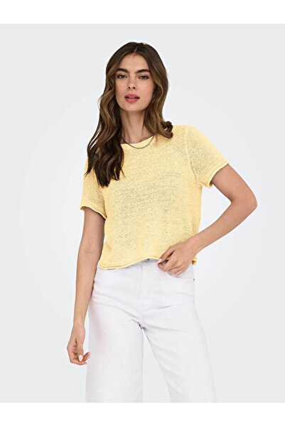 ONLY Pulover Onlsunny S/S Knt Noos pentru femei tricou 15254282 Crem dublu