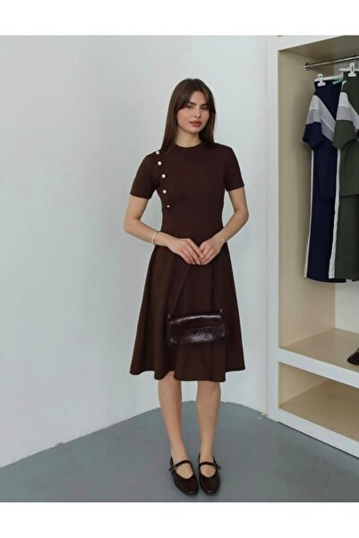 QİMYA BUTİK Lunch Lifestyle Women's Button Detailed Top, Combed Cotton Bottom...