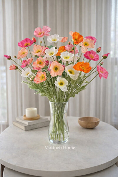 Mottogo 24 Dallı Yapay Gelincik Bahar Çiçekleri Buketi 60 cm – Dekoratif Kır ...