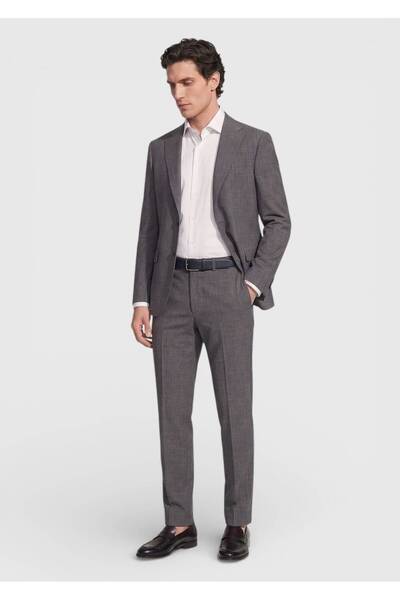 Ramsey بدلة أنثراسايت سادة بقصة عادية حرير مصنوعة من خليط الأقمشة