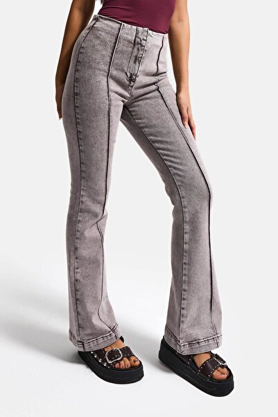 it's basic Kadın Gri 3s6-158 Flare Fit Esnek Kumaş Denim Jean
