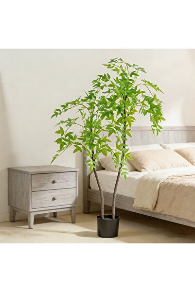 BESTONE شجرة ناندينا صناعية بطول 120 سم، ناندينا صناعية واقعية لتزيين المنزل ...