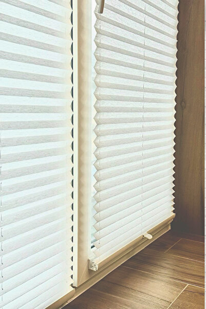 HANEDİZAYN (VİDALIDIR)PLİSE PERDE BEYAZ CAM BALKON ,MUTFAK ,OFİS PERDESİ