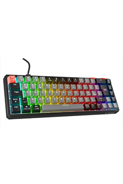 Rampage YORU MINI Gri-Siyah Type-C Bağlantılı OUTEMU Red Swich Q Mekanik Gami...