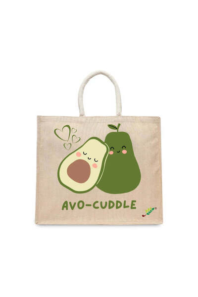 BYFT حقيبة تعليقة - حقيبة تسوق قطن أنيقة مطبوع Avo Cuddle، طقم من قطعة واحدة