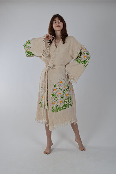 REİNA TEKS Kimono Kaftan bumbac cu model margarete cu imprimeu cu curea 1 buc...