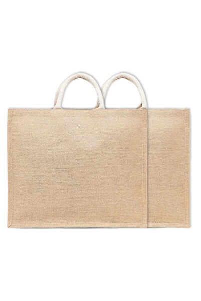 BYFT Laminated Jute Tote Bags With Gusset (Natural) 14.4 x 17 Inch Reusable S...