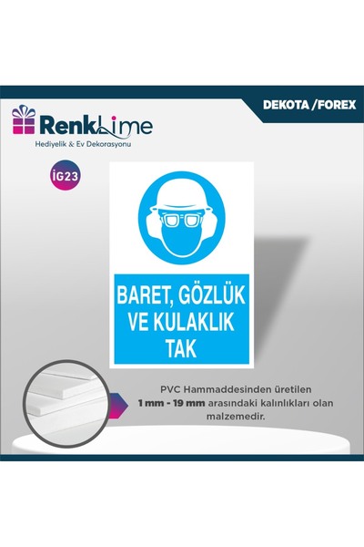 renklime لافتة تحذيرية من ديكوتا - طقم خوذة ونظارات وسماعات أذن