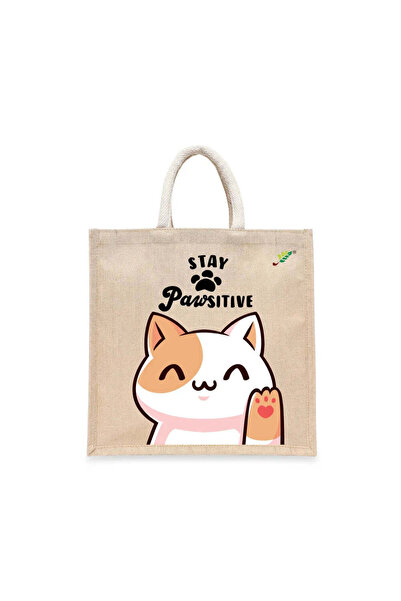 BYFT حقيبة تعليقة - حقيبة تسوق قطن أنيقة مطبوع "ابقَ إيجابيًا" - طقم من قطعة ...