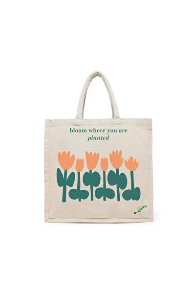 BYFT حقيبة تعليقة - ازهر حيث أنت، حقيبة تسوق قطن أنيقة مطبوع ، طقم من قطعة واحدة