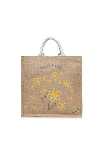 BYFT حقيبة تعليقة - حقيبة تسوق قطن أنيقة متعددة الاستخدامات مطبوع زهور سعيدة،...