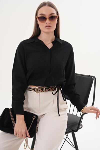 ZARİFSTORE Women's Skirt Ruched Detail Short Shirt