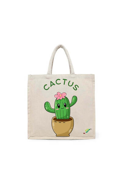 BYFT حقيبة تعليقة - حقيبة تسوق قطن أنيقة متعددة الاستخدامات مطبوع صبار سعيد، ...