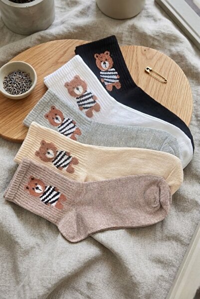 Esinti 5 ζευγάρια χαριτωμένες κάλτσες αρκουδάκι Με σχέδιο χρωμάτων, πολύχρωμε...