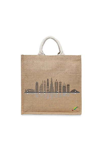 BYFT حقيبة تعليقة - مطبوع حقائب تسوق قطن أنيقة متعددة الاستخدامات بطبعة أفق د...