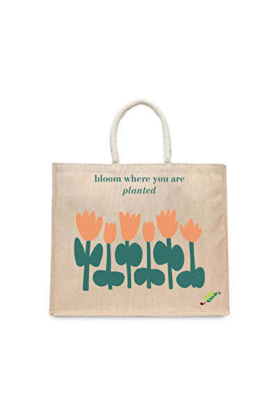 BYFT حقيبة تعليقة - ازهر حيث أنت، حقيبة تسوق قطن أنيقة مطبوع ، طقم من قطعة واحدة