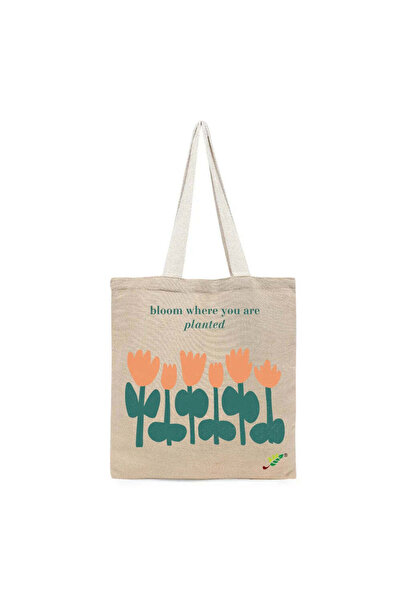 BYFT حقيبة تعليقة - ازهر حيث أنت، حقيبة تسوق قطن أنيقة مطبوع ، طقم من قطعة واحدة