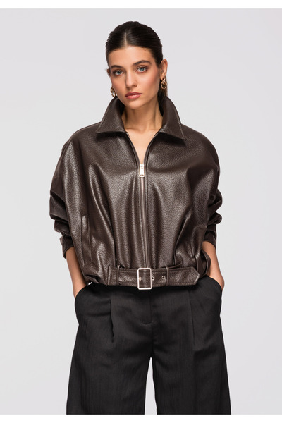 OMBRE Damen-Übergangsjacke, Freizeitjacke OW-JAFL-0109 Kaffee