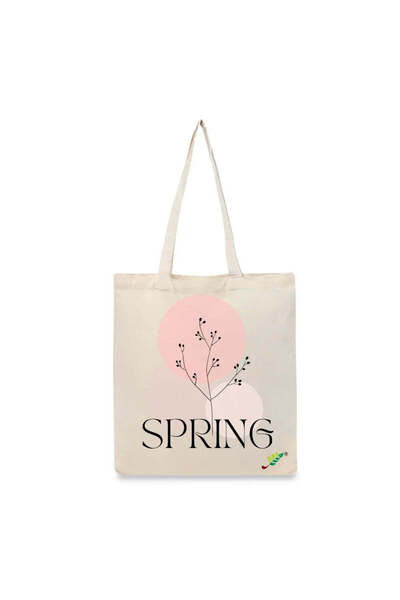 BYFT حقيبة تعليقة - طقم حقائب تسوق قطن أنيقة مطبوع ربيعية، قطعة واحدة