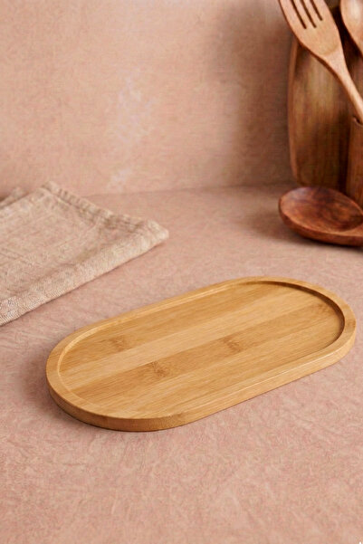 PORLİSMA 6-Piece Set of Bamboo Oval Oil Pot Trays 23X13 cm Presentation Tray,...